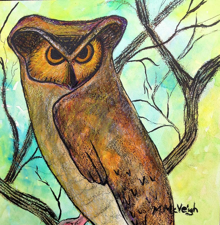 Owl Painting - Hoot by Marita McVeigh