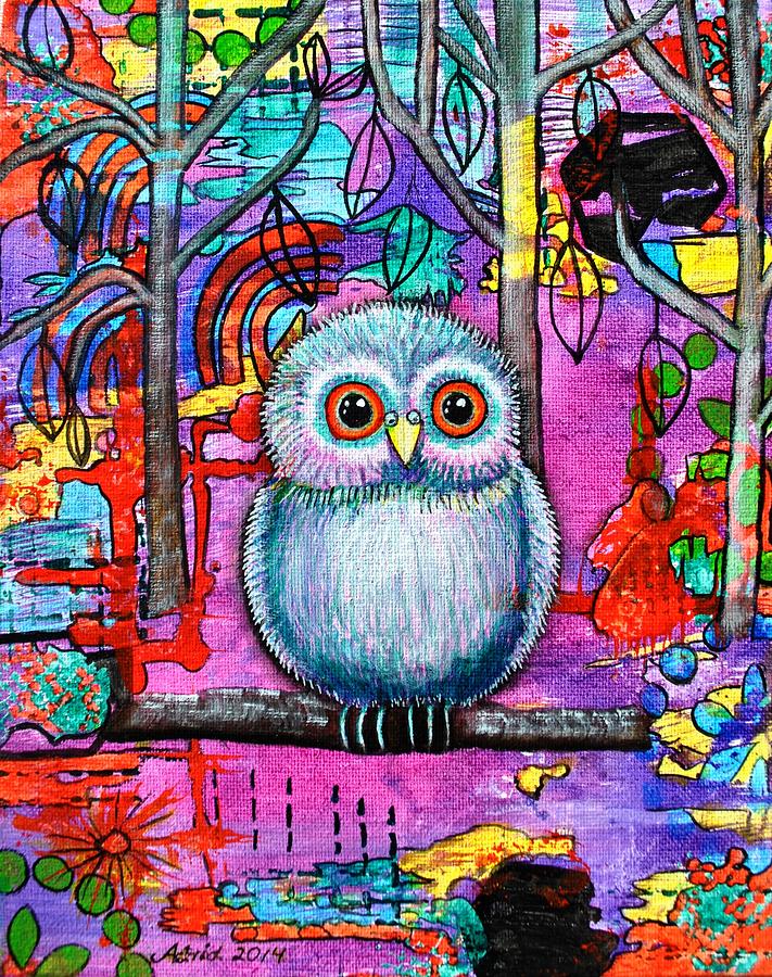 Owl Painting - Hoot of the Forest by Astrid Rosemergy