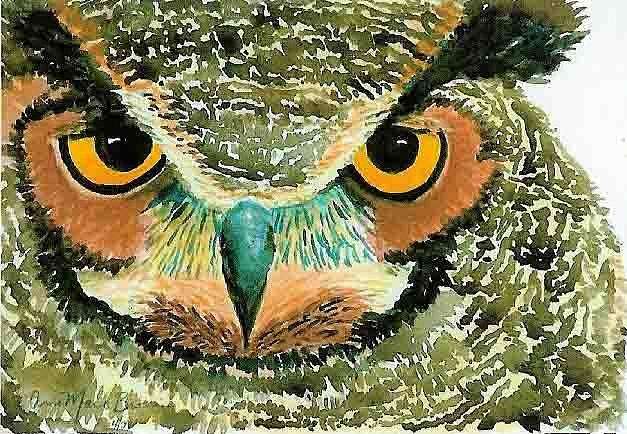 Hoot Owl Painting by Anne Marie Brown