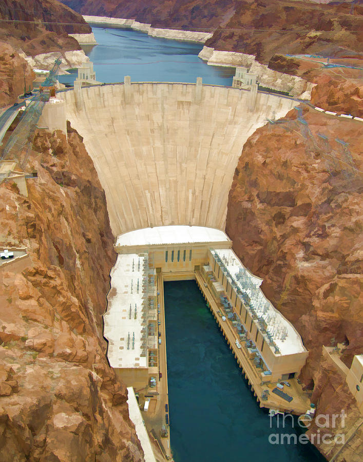 Hoover Dam Digital Art - Hoover Dam and Power Plant by L J Oakes