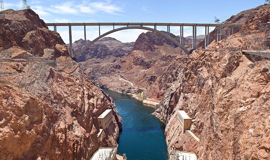 Architecture Photograph - Hoover Dam Canyonland And Bridge by Panoramic Images