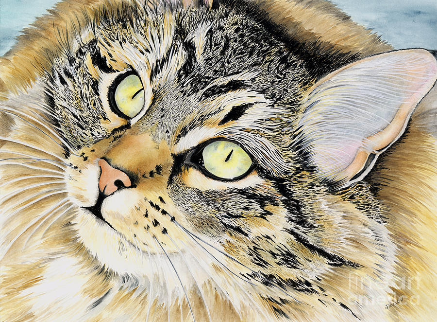 Hopeful Feline Painting by Shari Nees