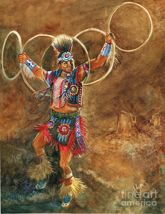 Hopi Hoop Dancer Painting by Marilyn Smith
