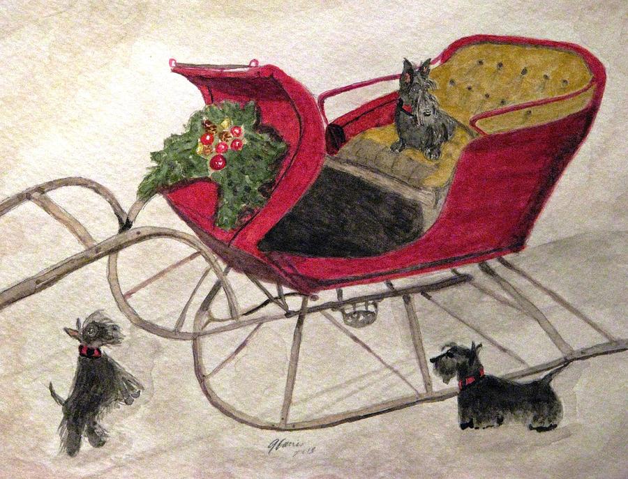 Christmas Painting - Hoping For A Sleigh Ride by Angela Davies