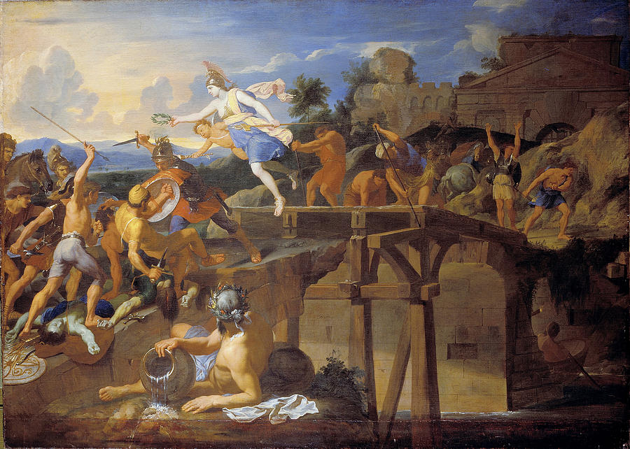 Horatius Cocles defending the Bridge Painting by Charles Le Brun