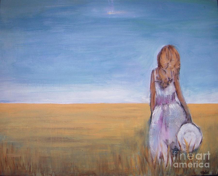Girl in Wheat Field Painting by Vesna Antic