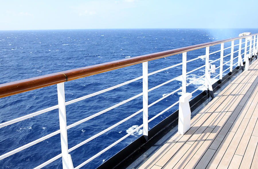 Horizon view from empty cruise ship deck on a sunny day Photograph by Ngirish