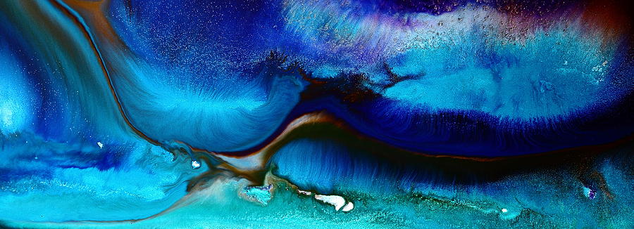 Blue Painting - Horizontal Abstract Art just Blue by kREDART by Serg Wiaderny