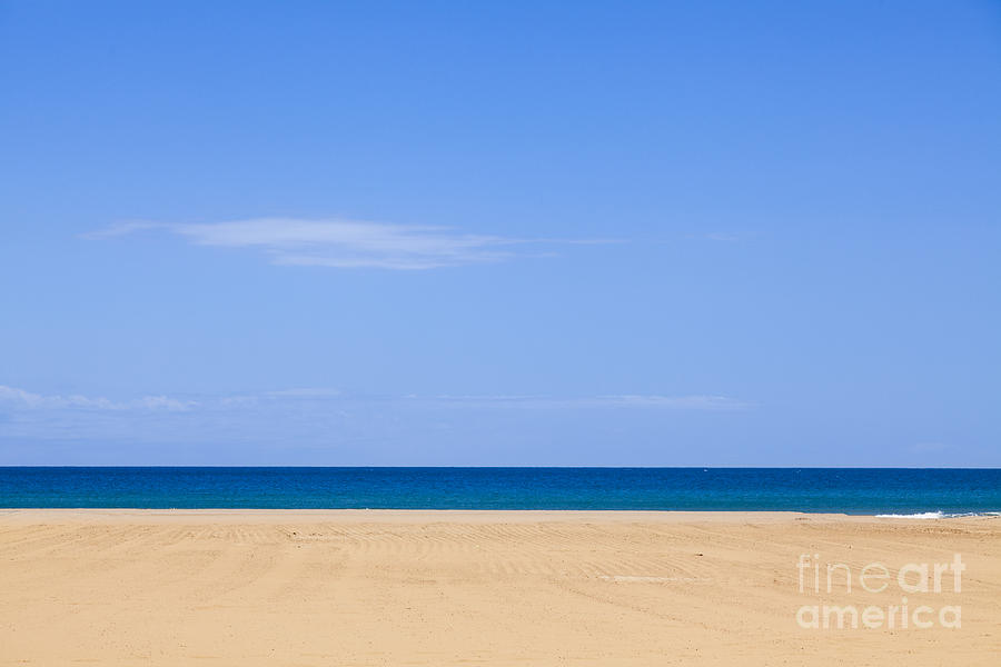 Horizontal Lines Of Sandy Beach Blue Sea And Sky Photograph by Peter Noyce