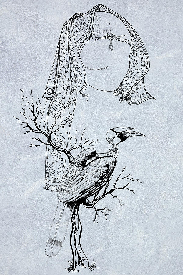 Hornbill Digital Art - Hornbill And The Bride by Asp Arts