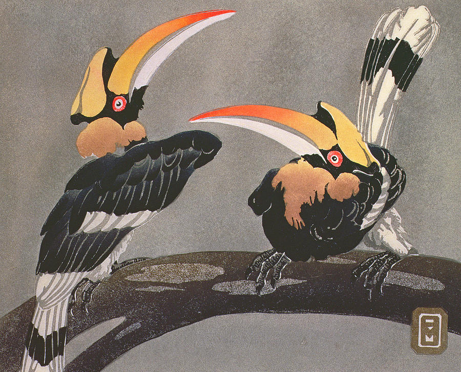 Bird Painting - Hornbills by Ethleen Palmer