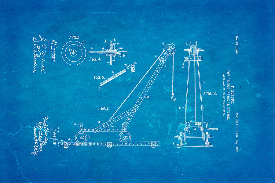 Toy Photograph - Hornby Meccano Patent Art 1906 Blueprint by Ian Monk