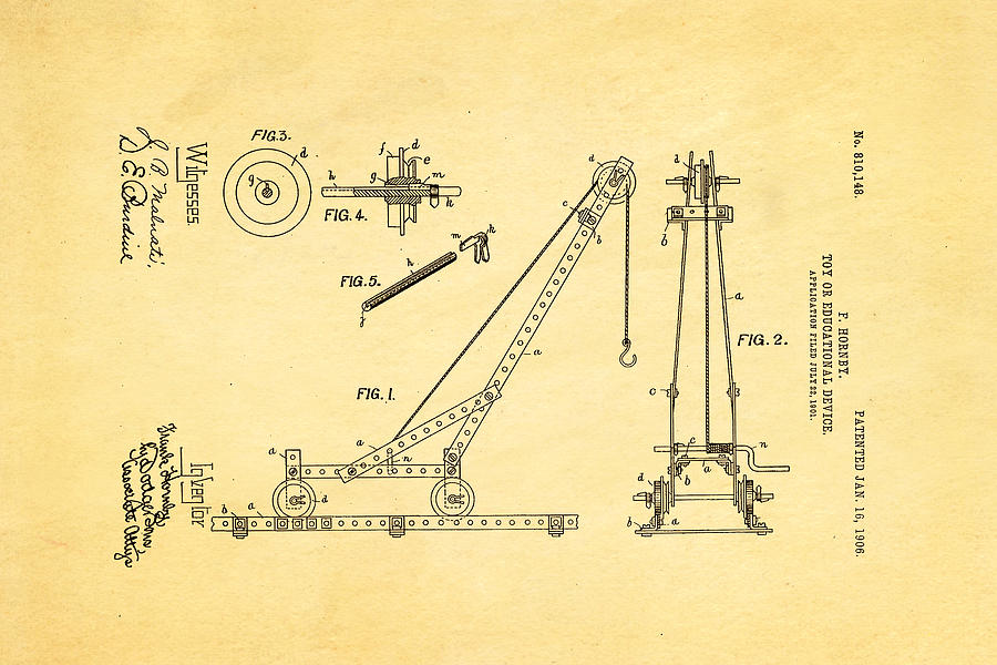 Toy Photograph - Hornby Meccano Patent Art 1906 by Ian Monk