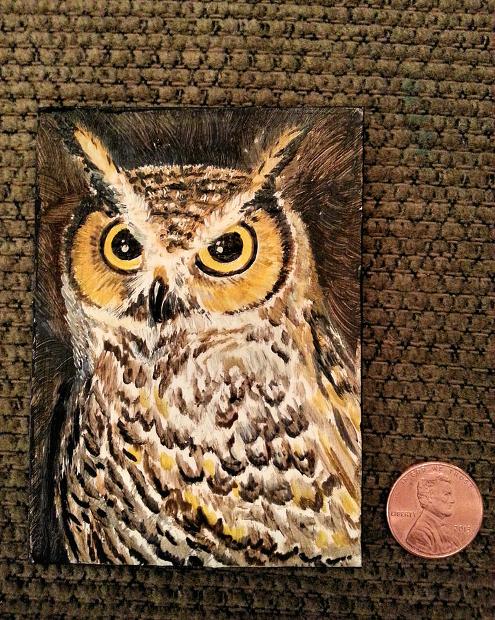 Horned Owl Painting by Steve Ozment
