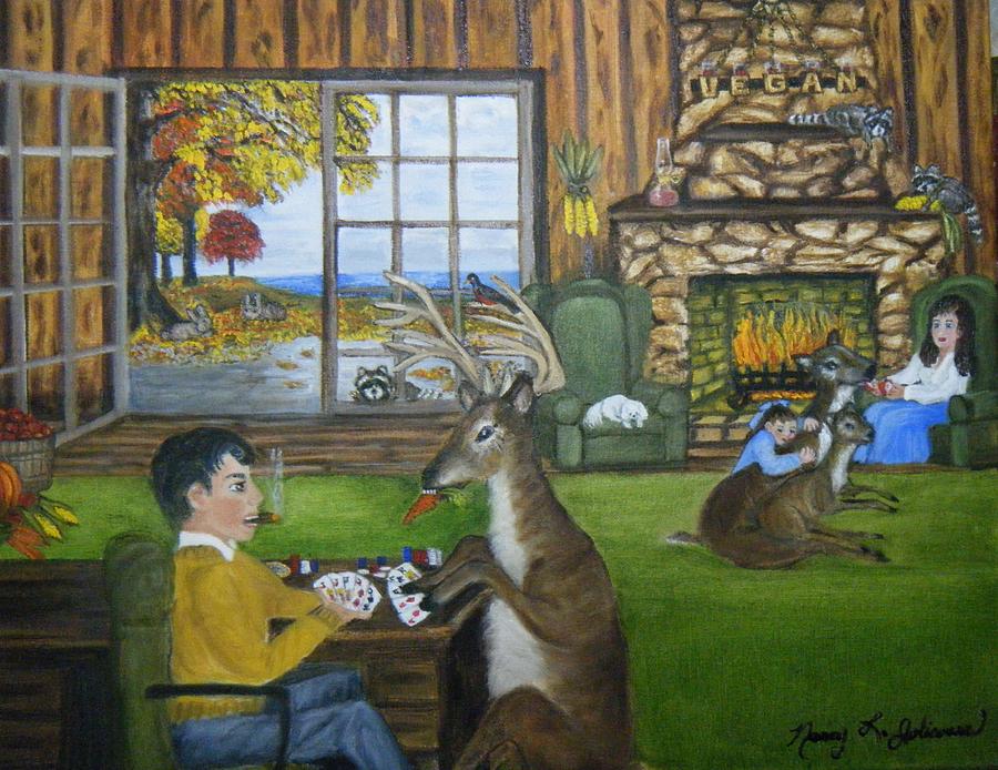 Deer Painting - Horny Room Gone Vegan -Series 3 by Nancy L Jolicoeur