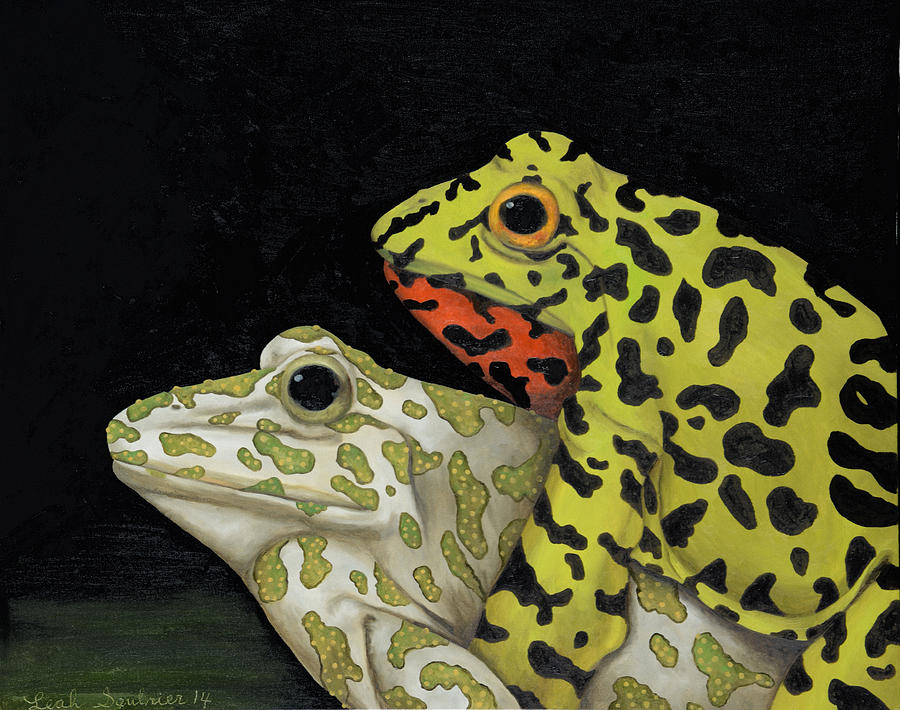 Frog Painting - Horny Toads 3 by Leah Saulnier The Painting Maniac