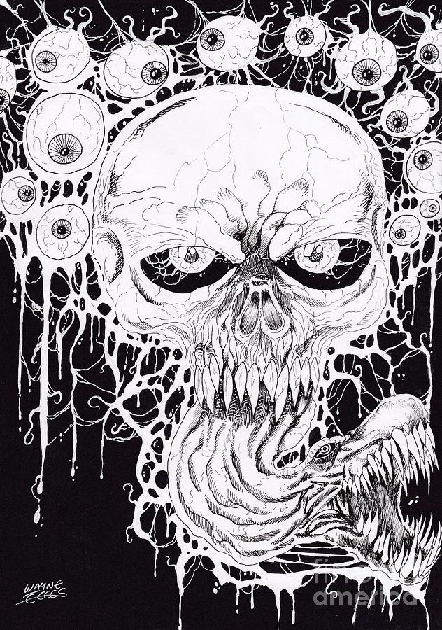 horror skull drawing
