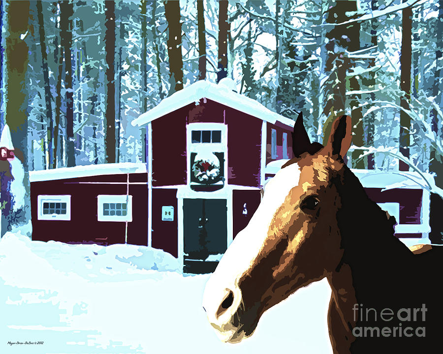 Horse and Barn No2 Digital Art by Megan Dirsa-DuBois