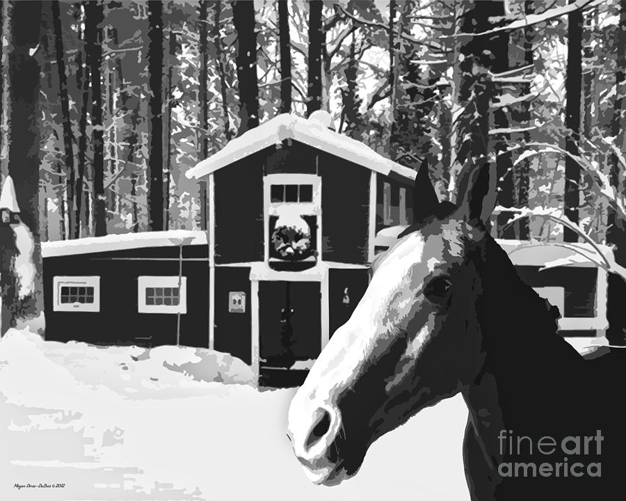 Horse and Barn No3 Digital Art by Megan Dirsa-DuBois