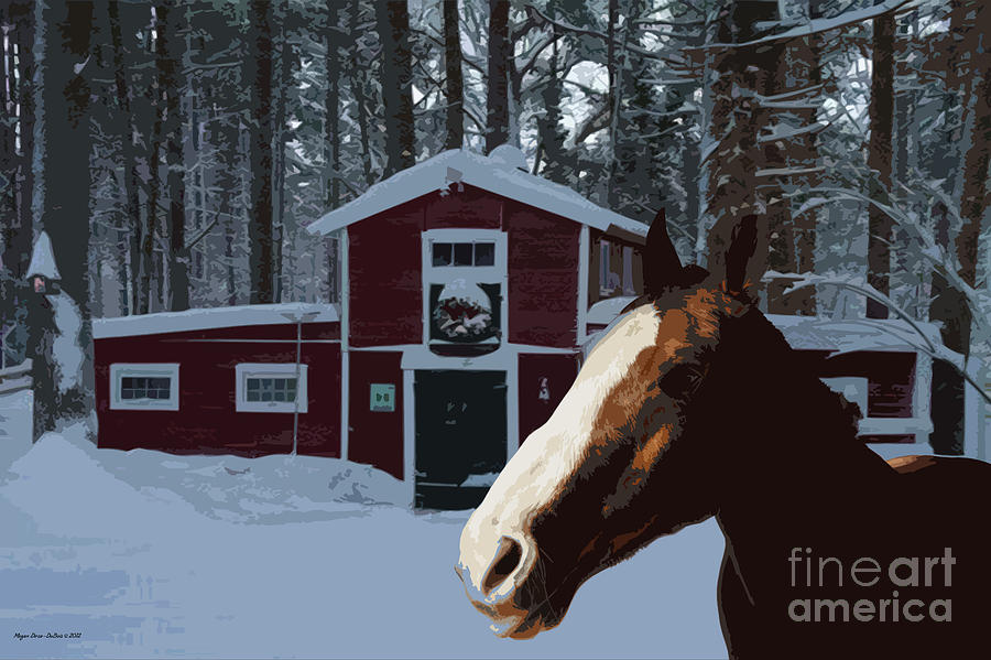 Horse and Barn No4 Digital Art by Megan Dirsa-DuBois