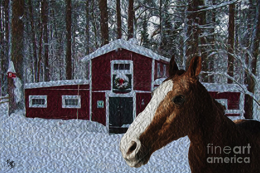 Horse and Barn - painting Digital Art by Megan Dirsa-DuBois