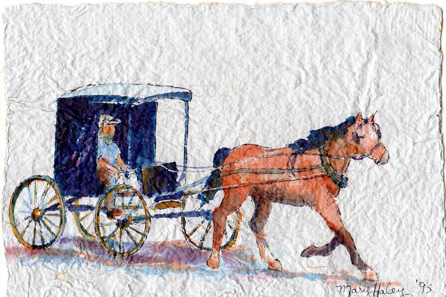 Horse and Buggy Painting by Mary Haley-Rocks