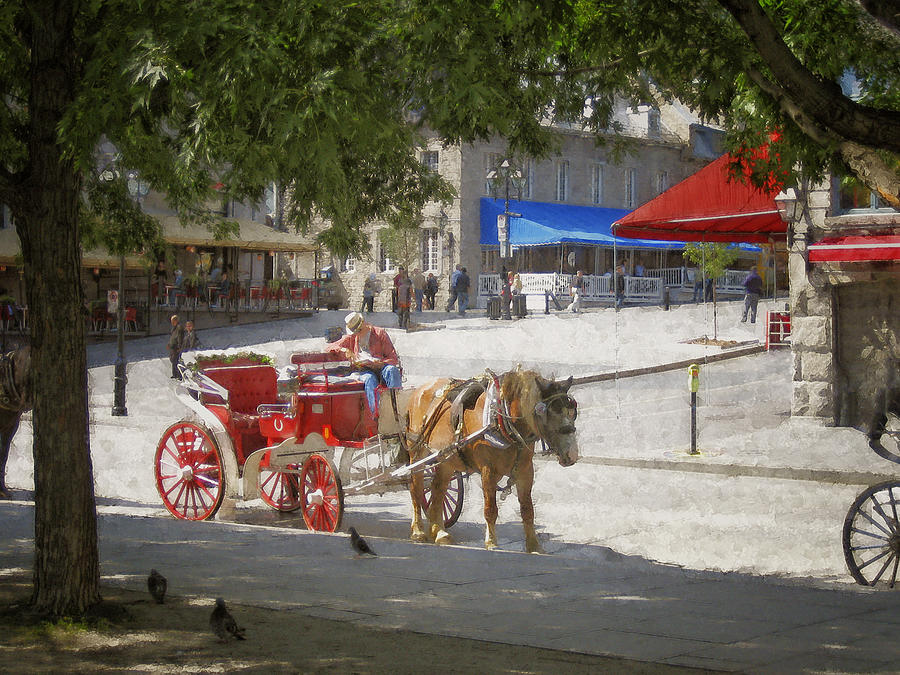 Horse and Carriage Street Scene Montreal Photograph by Ann Powell