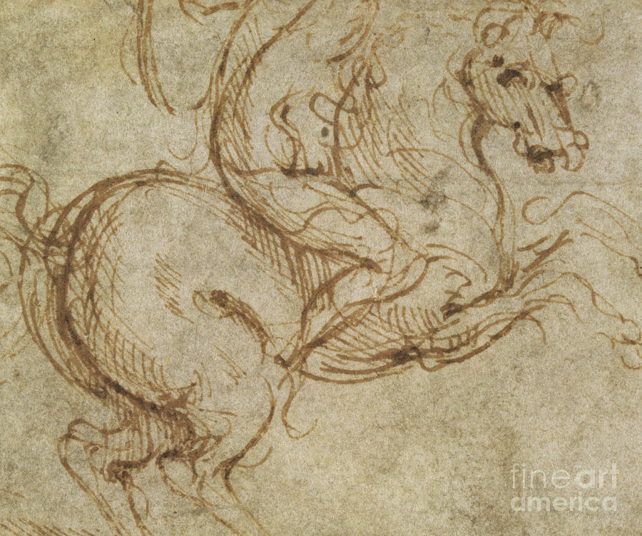 Horse and Cavalier Drawing by Leonardo da Vinci