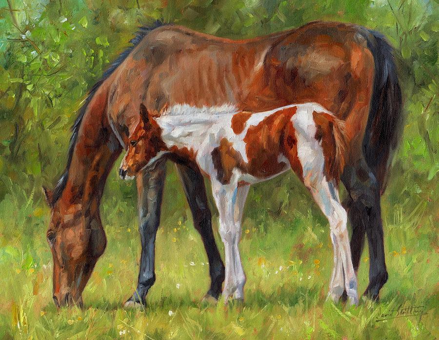 Horse and Foal Painting by David Stribbling