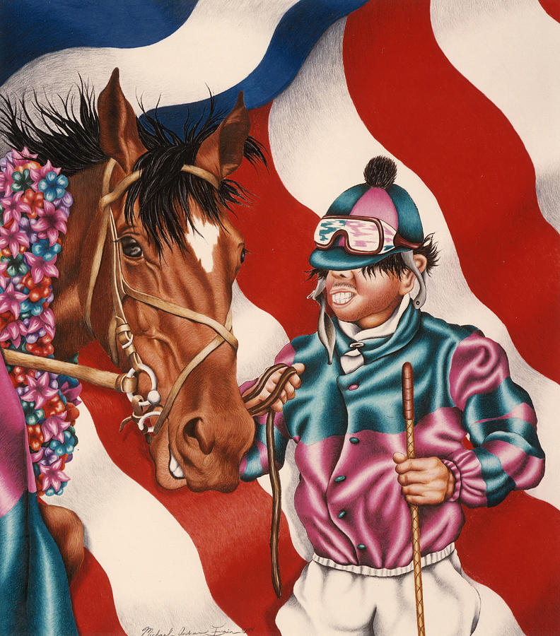 Horse and Jockey Painting by Michael Andrew Frain