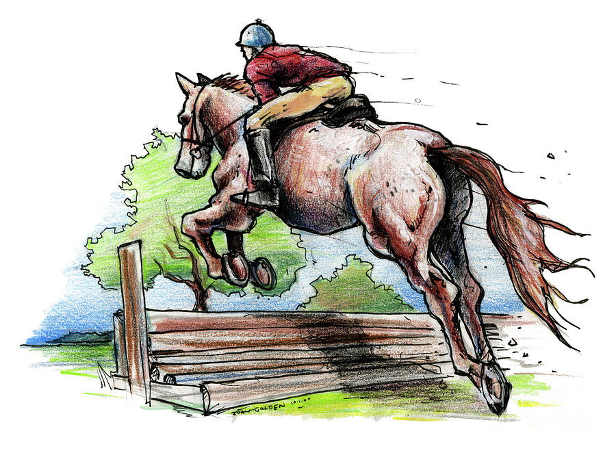 Horse and Rider Drawing by John Ashton Golden
