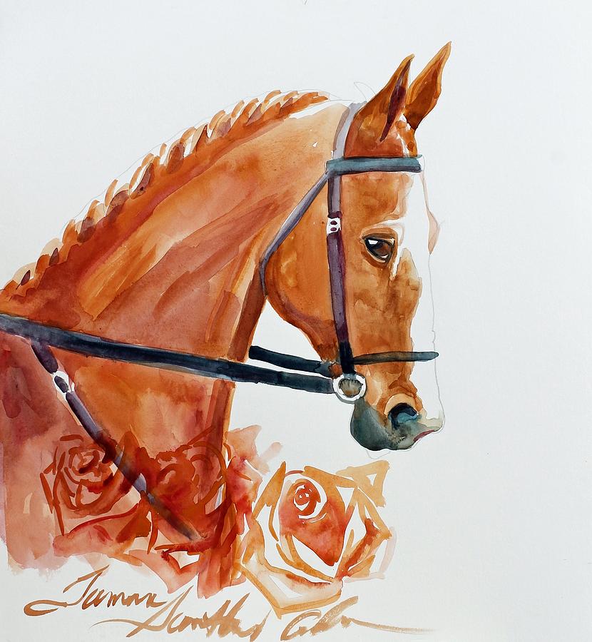 Horse Painting - Horse and Roses by Tamara Scantland Adams