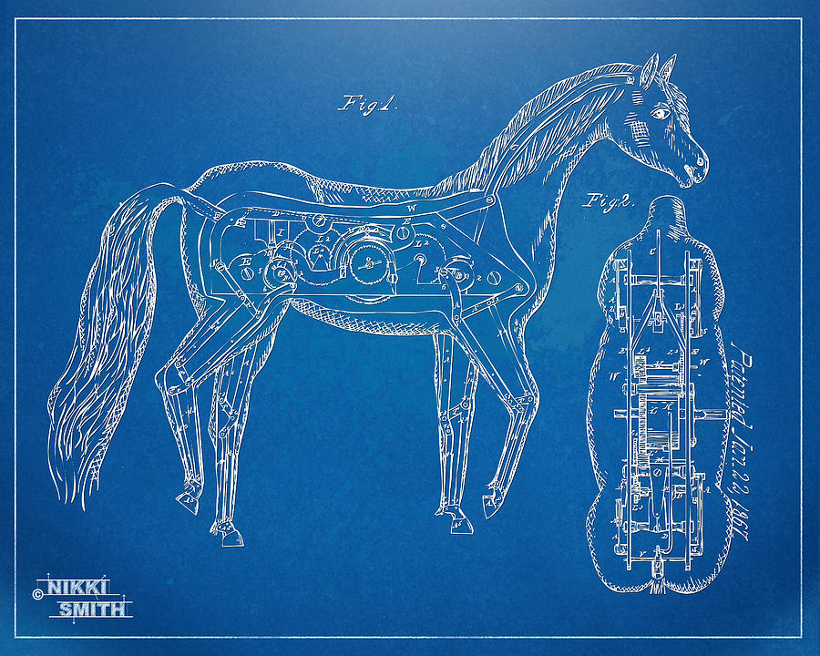 Horse Automatic Toy Patent Artwork 1867 Digital Art by Nikki Marie Smith