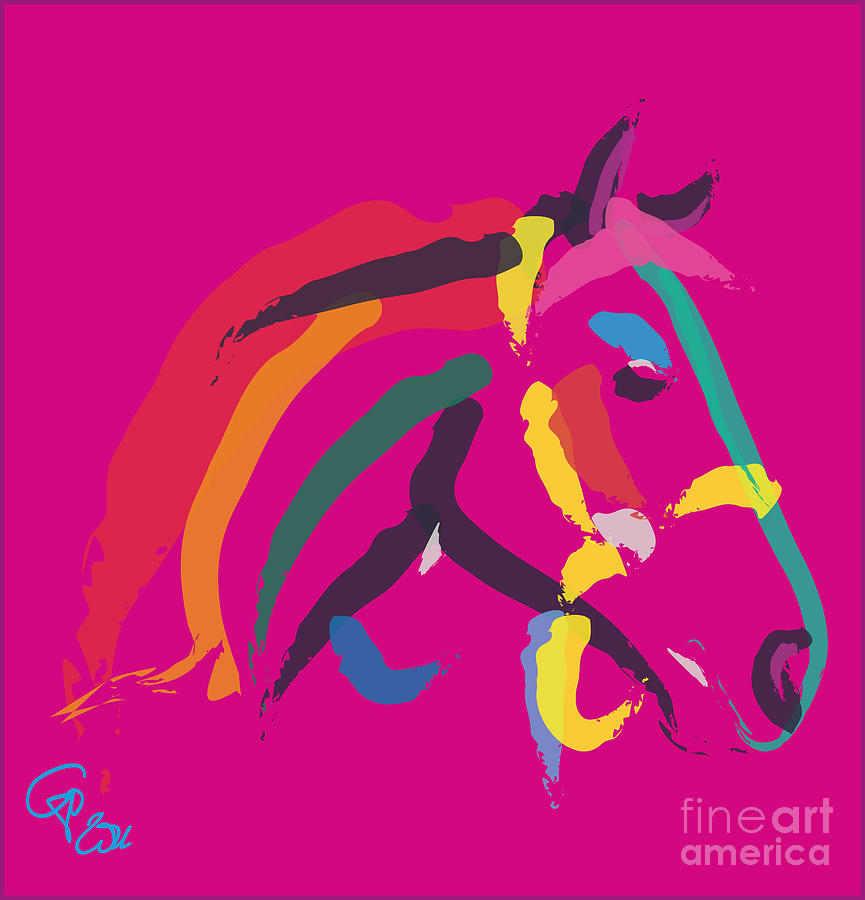 Horse - Colour me strong Painting by Go Van Kampen