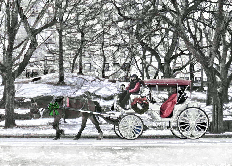 Horse Drawn Carriage in NYC Painting by Elaine Plesser - Fine Art America