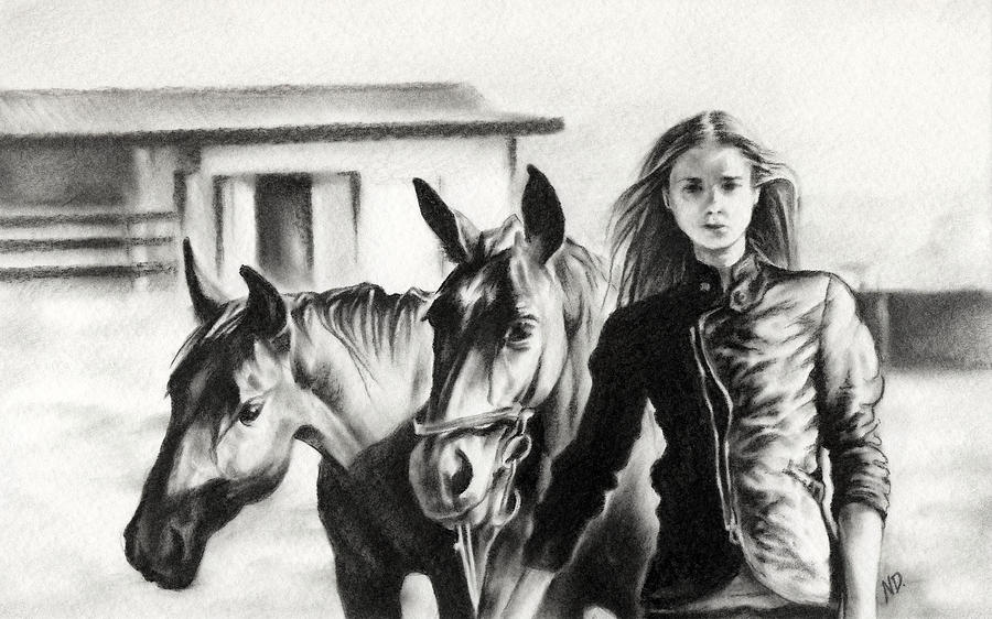 Horse Farm Drawing by Natasha Denger