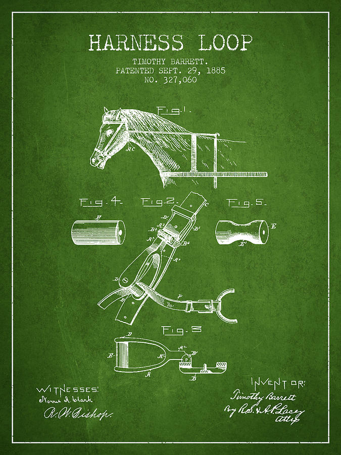 Horse Harness Loop Patent From 1885 - Green Digital Art