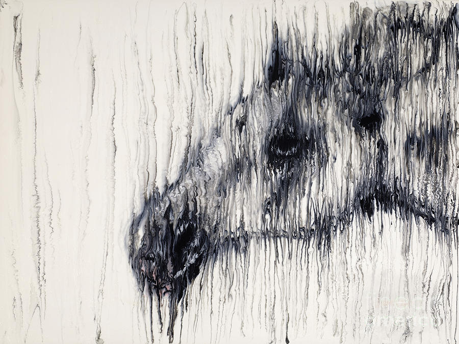 Black And White Painting - Horse Head White On White by Scott Lindner