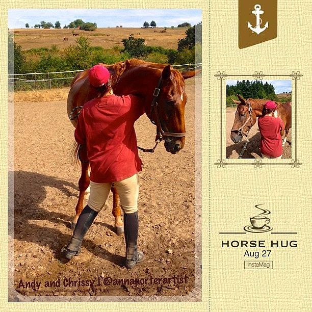 Horse Photograph - Horse Hugs - Andy And Chrissy Saying by Anna Porter
