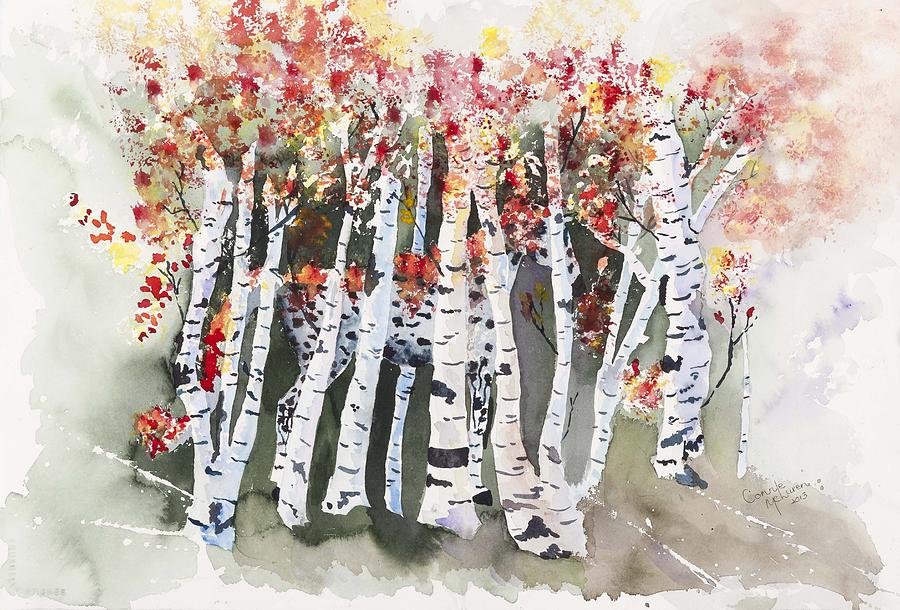 Horse Painting - Horse In Birch Trees by Connie Mclaren