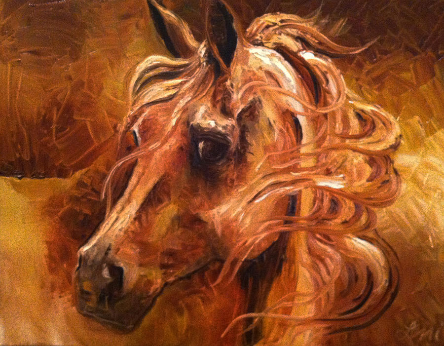 Horse Painting - Horse in Gold by Leni Tarleton