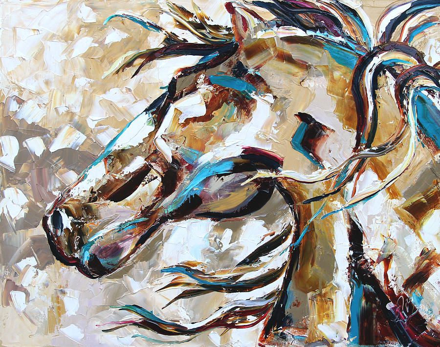 Horse in Snow Painting by Laurie Pace