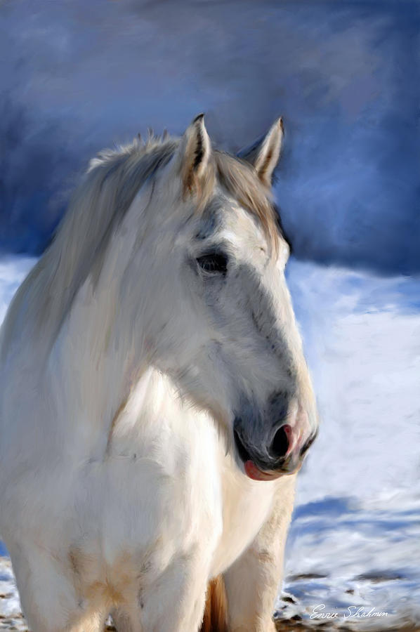 Horse Painting - Horse in Winter Landscape by Portraits By NC