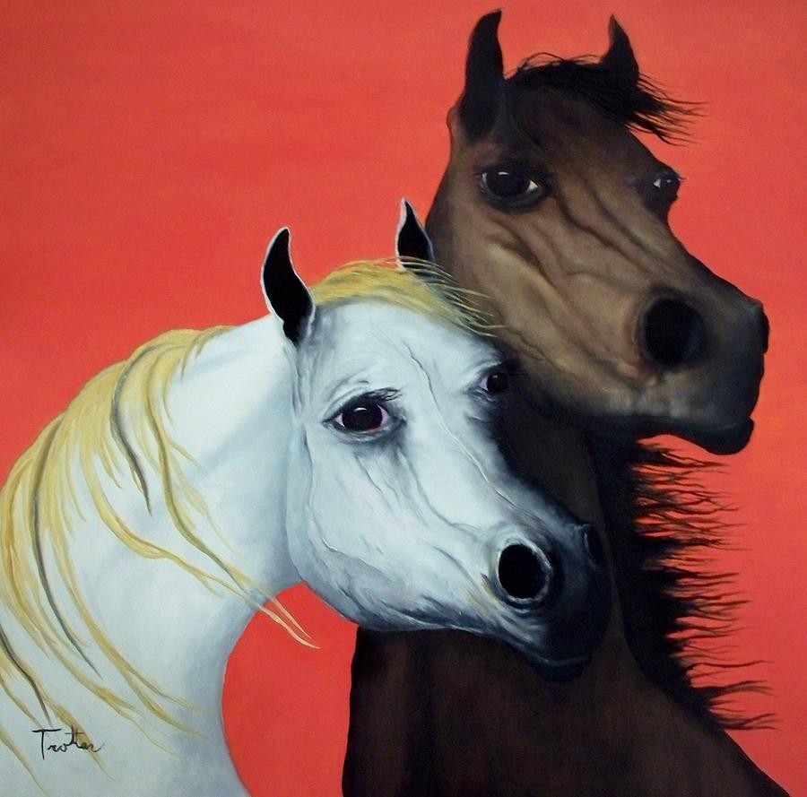 Horse Painting - Horse Lovers in Red  SOLD by Patrick Trotter