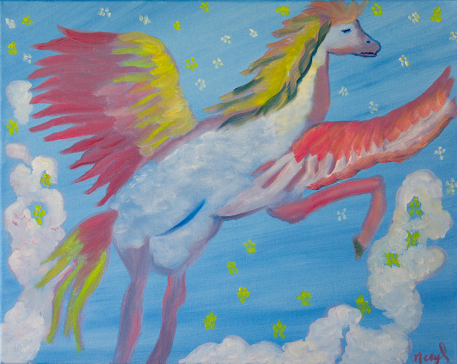 Glorias Dream Pegasus Painting by Meryl Goudey