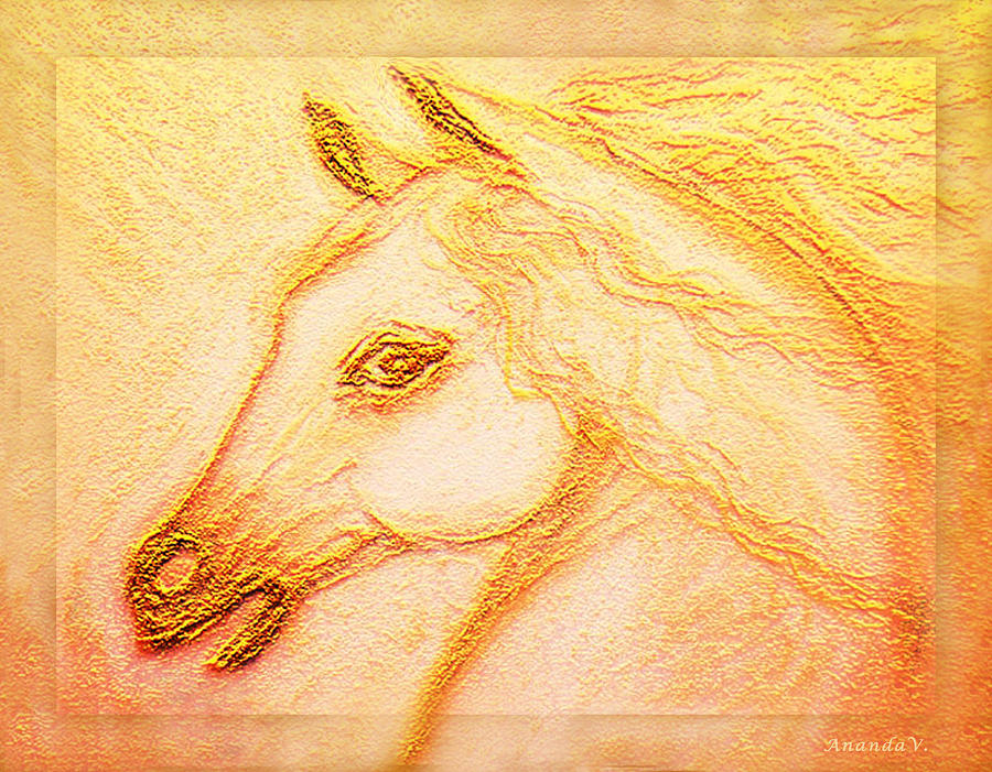 Horse Mixed Media - Horse of the Sun  by Ananda Vdovic