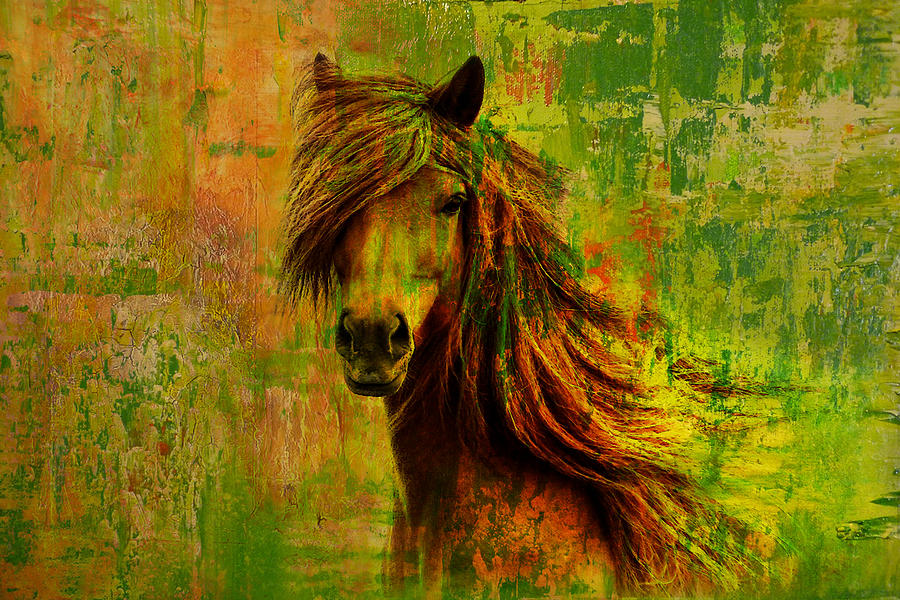Horse paintings 001 Painting by Catf