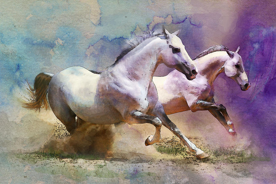 Horse paintings 004 Painting by Catf