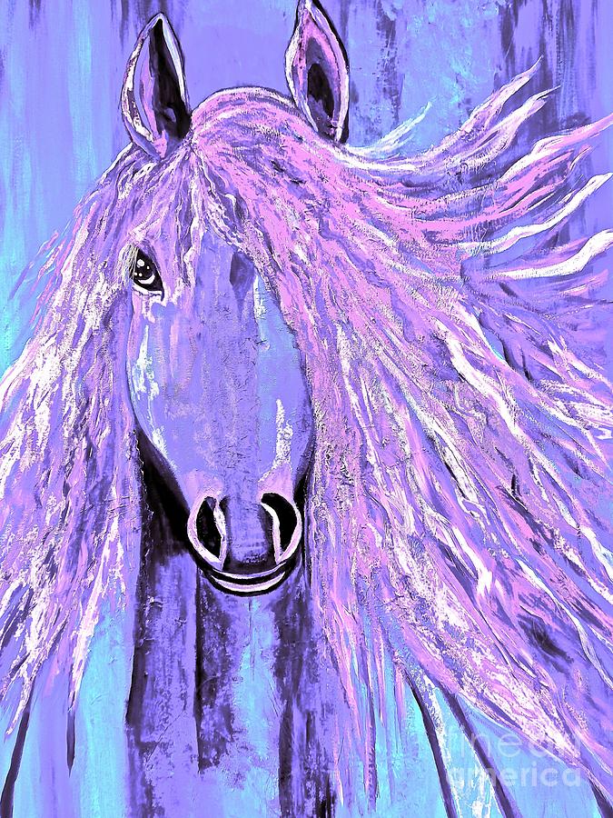 Horse Painting - Horse Pale Purple 2 by Saundra Myles