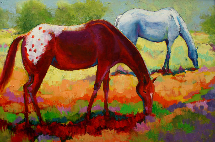 Horse Pasture Pals Painting by Carol Jo Smidt